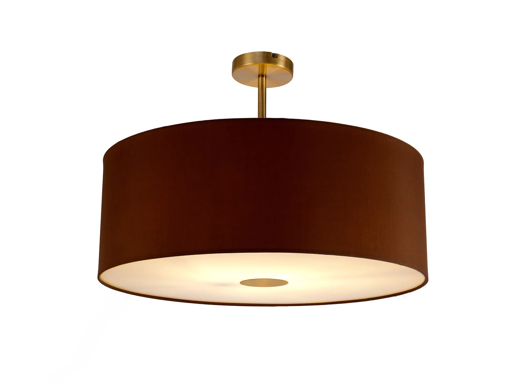 DK0194  Baymont 60cm Semi Flush 1 Light Antique Brass, Raw Cocoa/Grecian Bronze, Frosted Diffuser